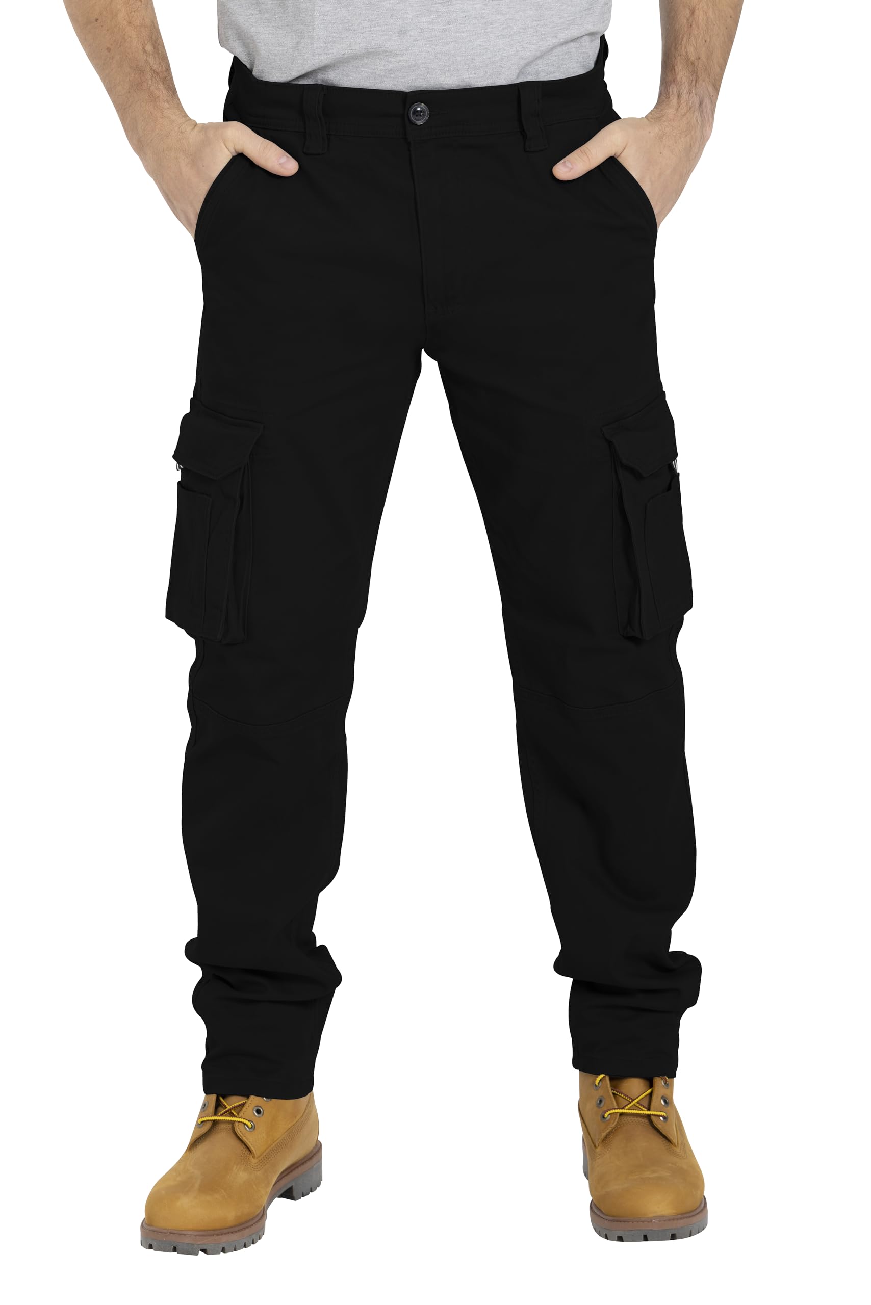 Photo 1 of Alamo Casual Cargo Pants for Men - Stretchable, Regular Fit Cargo Work Pants for Men - 6 Pocket Outdoor Mens Work Pants Black