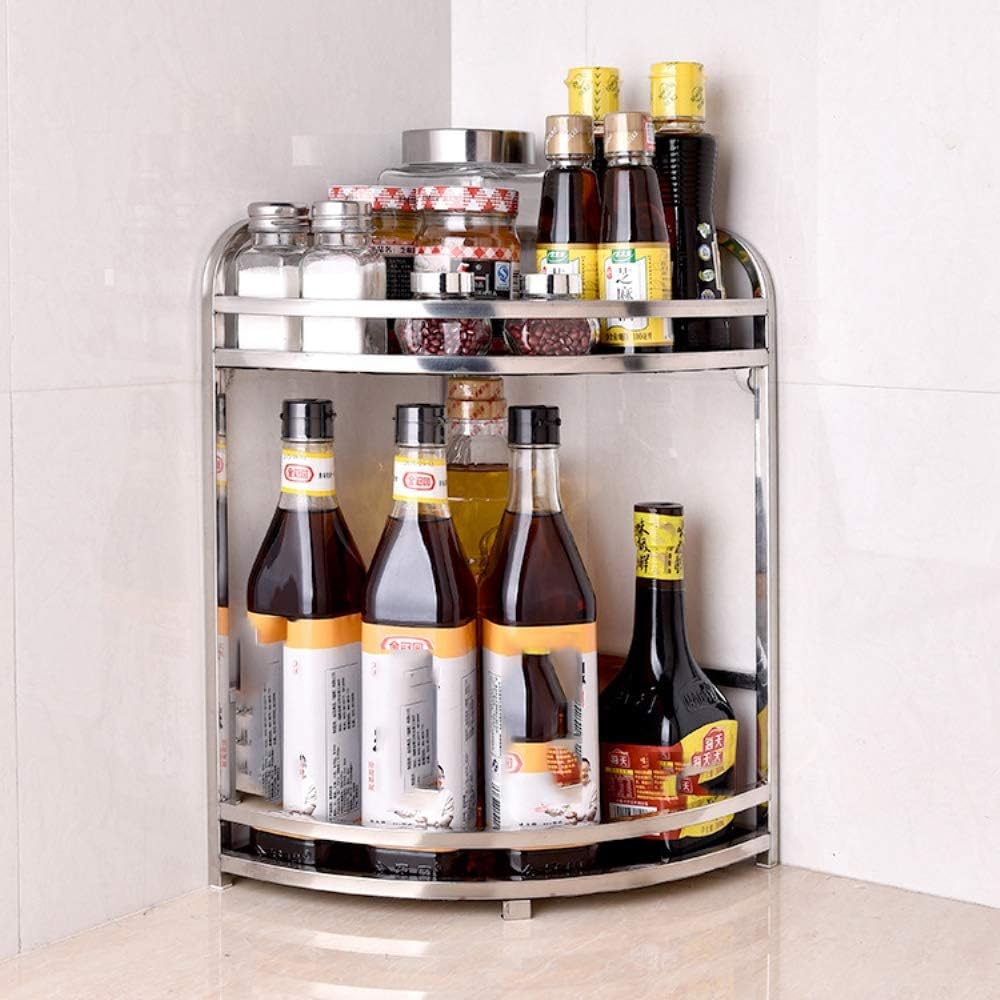 HDLWIS Multifunktionale Küche Edelstahl Lagerregal, Lagerung Eckregal