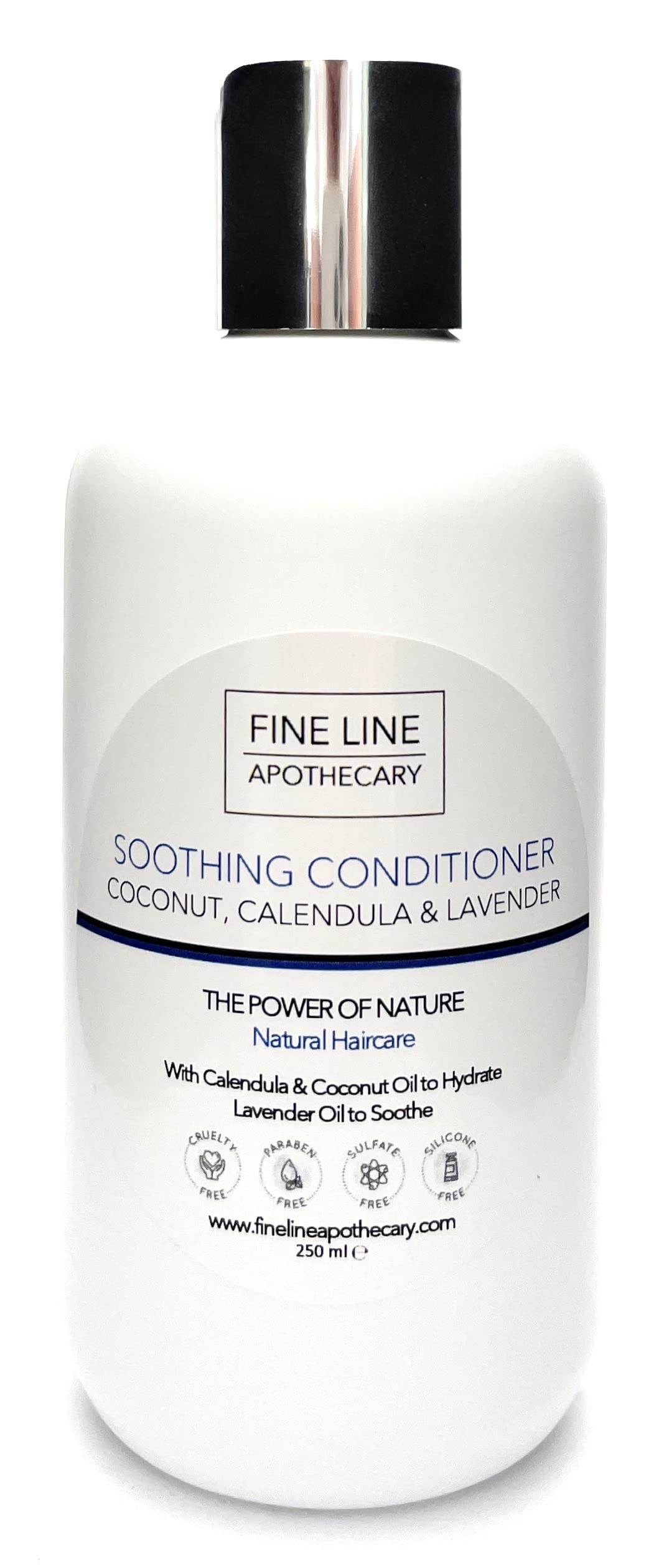 Fine Line Apothecary - Soothing Conditioner - 99% Natural - Coconut, Calendula, Lavender. No Sulfates/Parabens/Silicones, pH 5.5, Sensitive Skin. 250ml