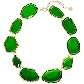 Firstmeet Vintage Resin Rhinestone Necklace Irregularly Shaped Elegant Crystal Collar for Women