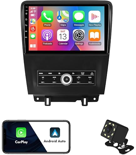Android 13 Car Radio For 2 32G Ford Mustang 2010-2014 9'' 1280 * 720 Touchscreen Car Stereo With Carplay Android Auto Backup Camera Mirror Link GPS Navigation WiFi 6 Bluetooth 5.4 SWC