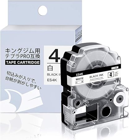 Amazon テプラ 4mm キングジム テープカートリッジ テプラpro 4mm Ss4k 白 黒文字 互換品 てぷらーテープ テープ 文房具 オフィス用品