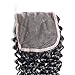 BLY Hair 100% Mongolian Kinky Curly Closure Virgin Remy Human Hair Double Weft Weave Lace Top Closure 4x4 Deep Curly Hair Extensions Natural Black Color (14 inches)