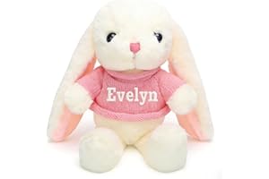OELTTG Personalized Bunny Plush with Name, Baby Easter Basket Stuffers, Custom Easter Bunny Plush, Personalized Gifts for Kid