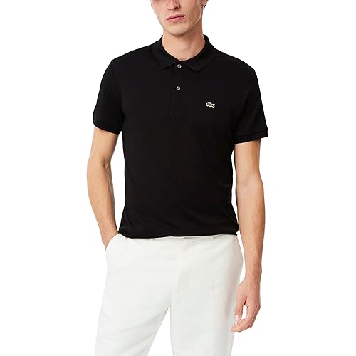 Lacoste Men's Regular Fit Cotton Pima Polo Shirt, Black, Medium