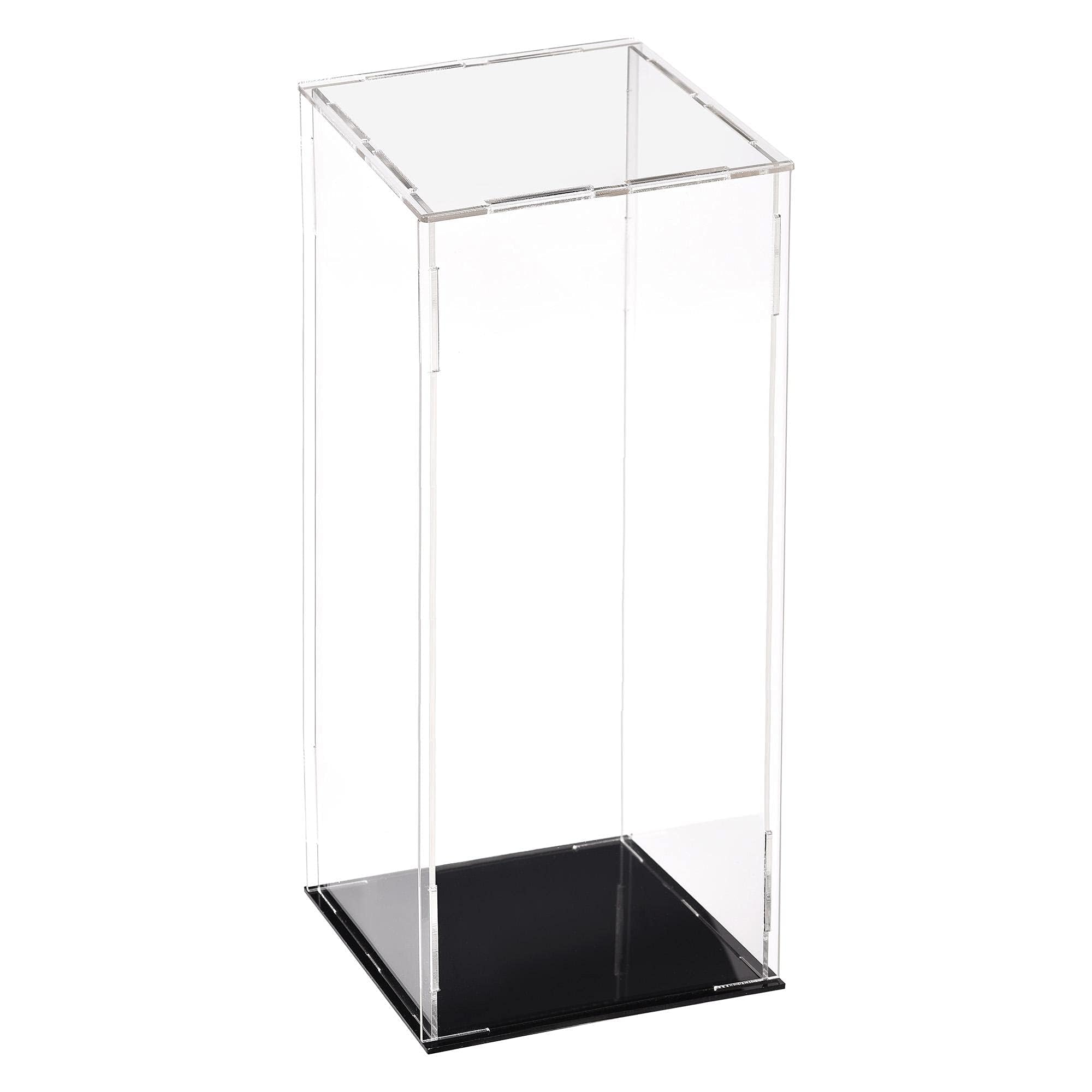 TA-VIGOR Acrylic Clear Display Case, 10 x 10 x 30cm Assemble Countertop Box Cube Organizer Stand Dustproof Protection Showcase with Black Base for Action Figures Toys Collectibles Home Storage — image 1