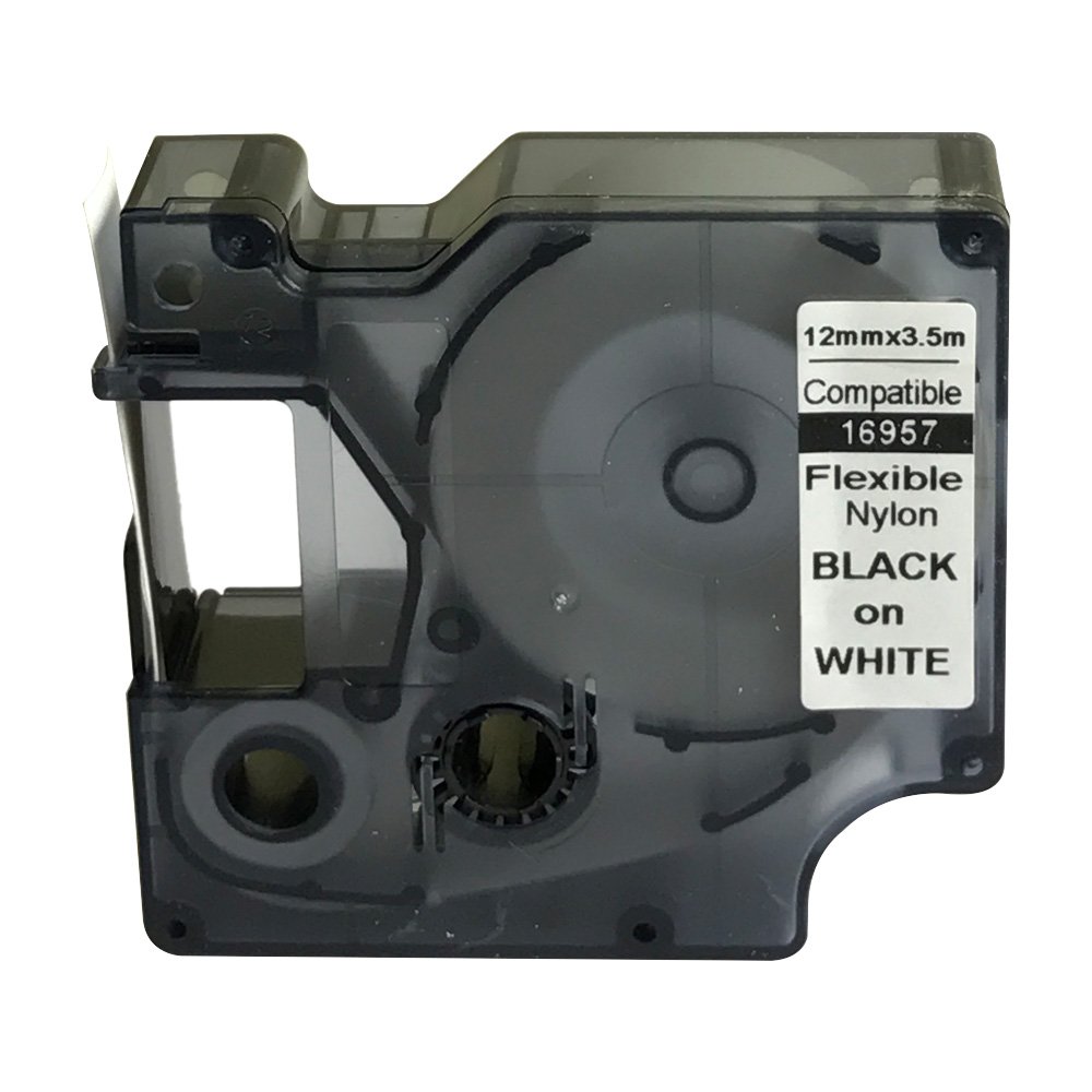 NEOUZA Compatible for DYMO D1 LabelManager Flexible Nylon 16957 16953 S0718040 Label Tape 3.5m (Black on White, 12mm)