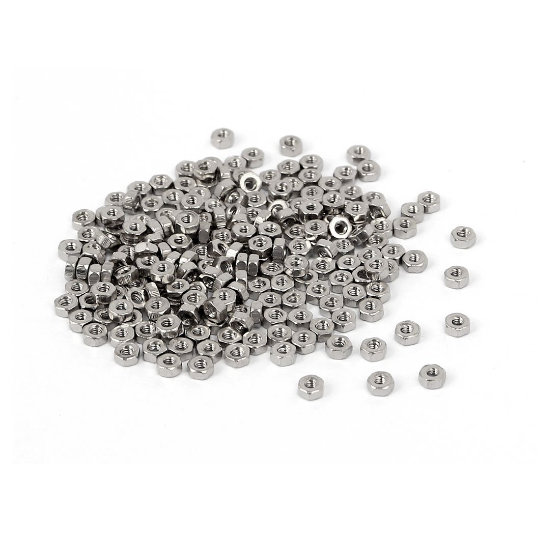Sourcingmap M1.2 x 1.2mm Nickel Plated Hexagon Hex Nuts Fasteners Silver Tone 200PCS