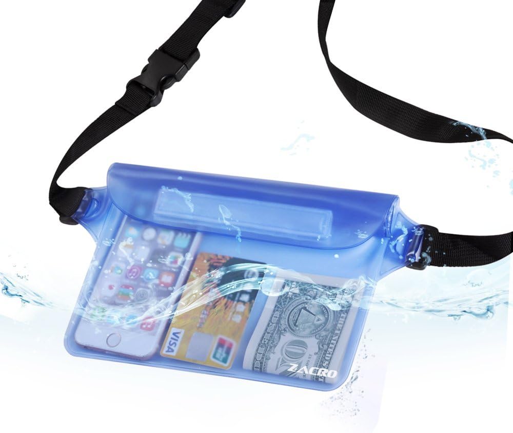 Zacro Waterproof Pouch Bag with Waist Strap (2 Pack) for Beach IP68 Waterproof Waist Bag Dry Bag with Adjustable Belt for Swimming Boating - Image 3
