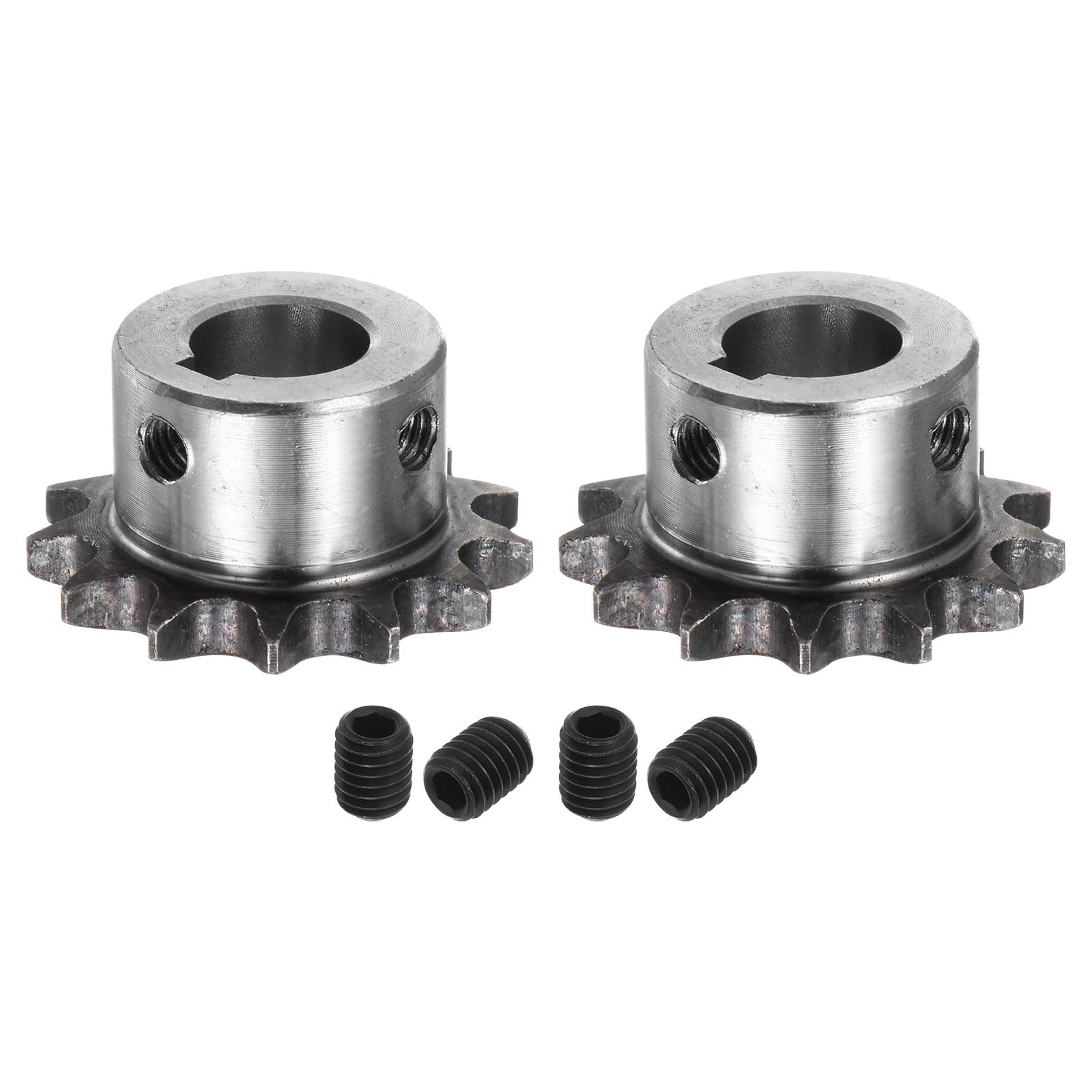 Photo 1 of uxcell 2pcs ISO/DIN 06B-1 Roller Chain Sprocket B Type 15mm Bore, 3/8" Pitch, A3-Steel Single Strand Roller Sprocket Hardened 13 Tooth