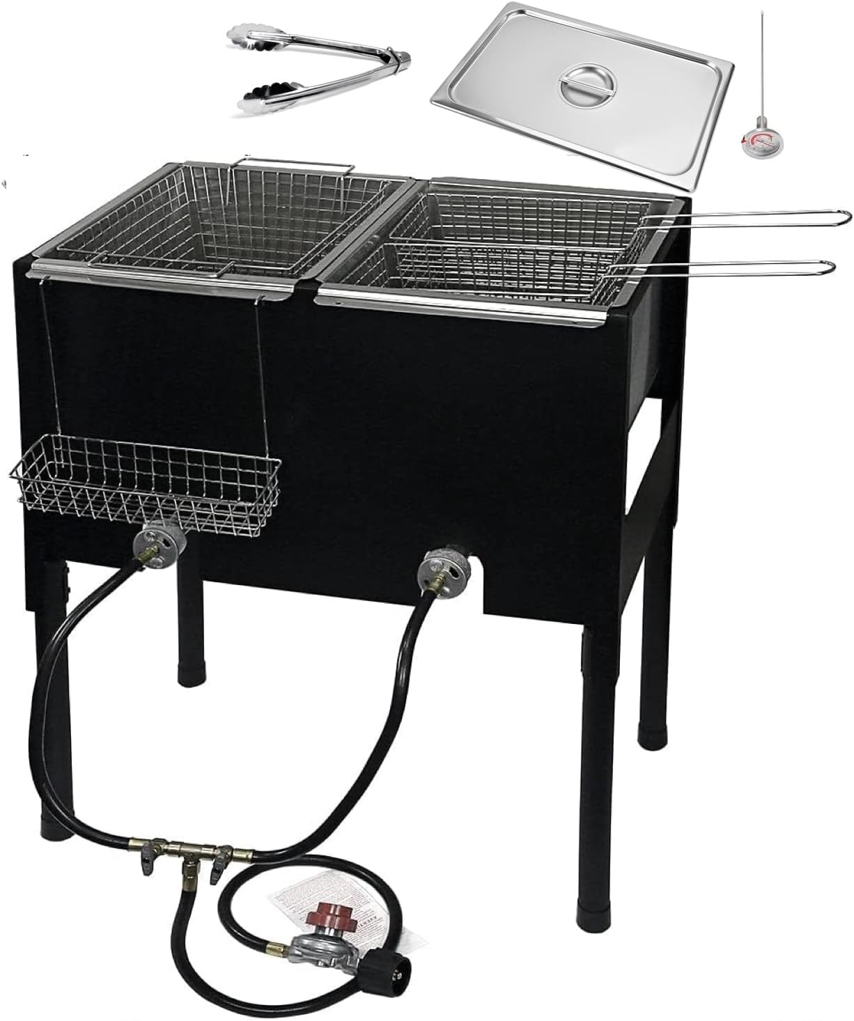 Photo 1 of Free Standing Triple Deep Fryer-3 Basket Stainless Steel Propane Cooker-Fry Fish/Chicken-Tall Heavy Duty-Taco Cart