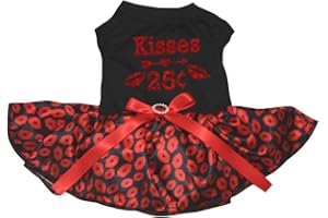 Petitebella Kisses 25 Cents Puppy Dog Dress (Black/Red Lips, X-Small)