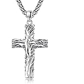 F4DEDAN 925 Sterling Silver Cross Necklace for Men and Women Christian Religious Gifts