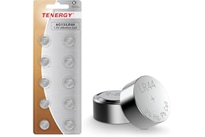 Tenergy 1.5 Volt Battery LR44, Button Cell LR44, ag13/LR44 Batteries Equivalent, Ideal for Watches, Laser Pointers, Small Toys, Portable Electronics, and More, 10 Count