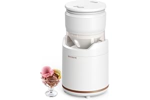 BRIOBITE Ice Cream Maker - Rechargeable & Compact Electric Ice Cream Machine for Gelato, Milkshakes & Sorbet,Double-Insulated Bowl,Easy to Clean,Perfect for 1-2 Servings,White