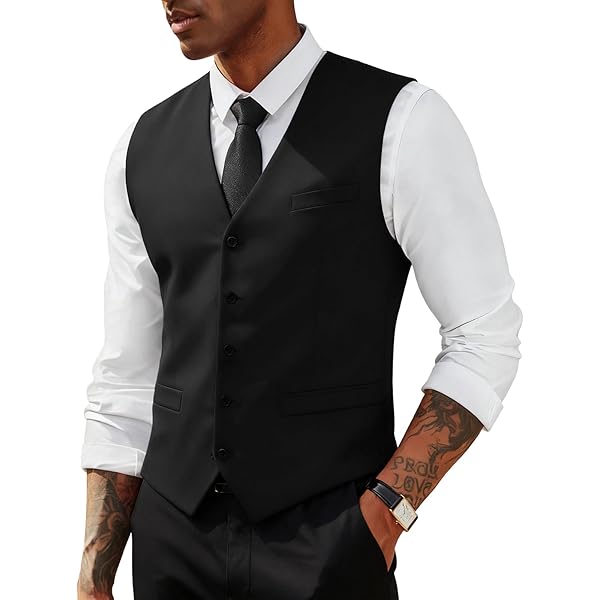 Swing Penguin Suit Vest for Men Lapel Neck Waistcoat Casual Formal