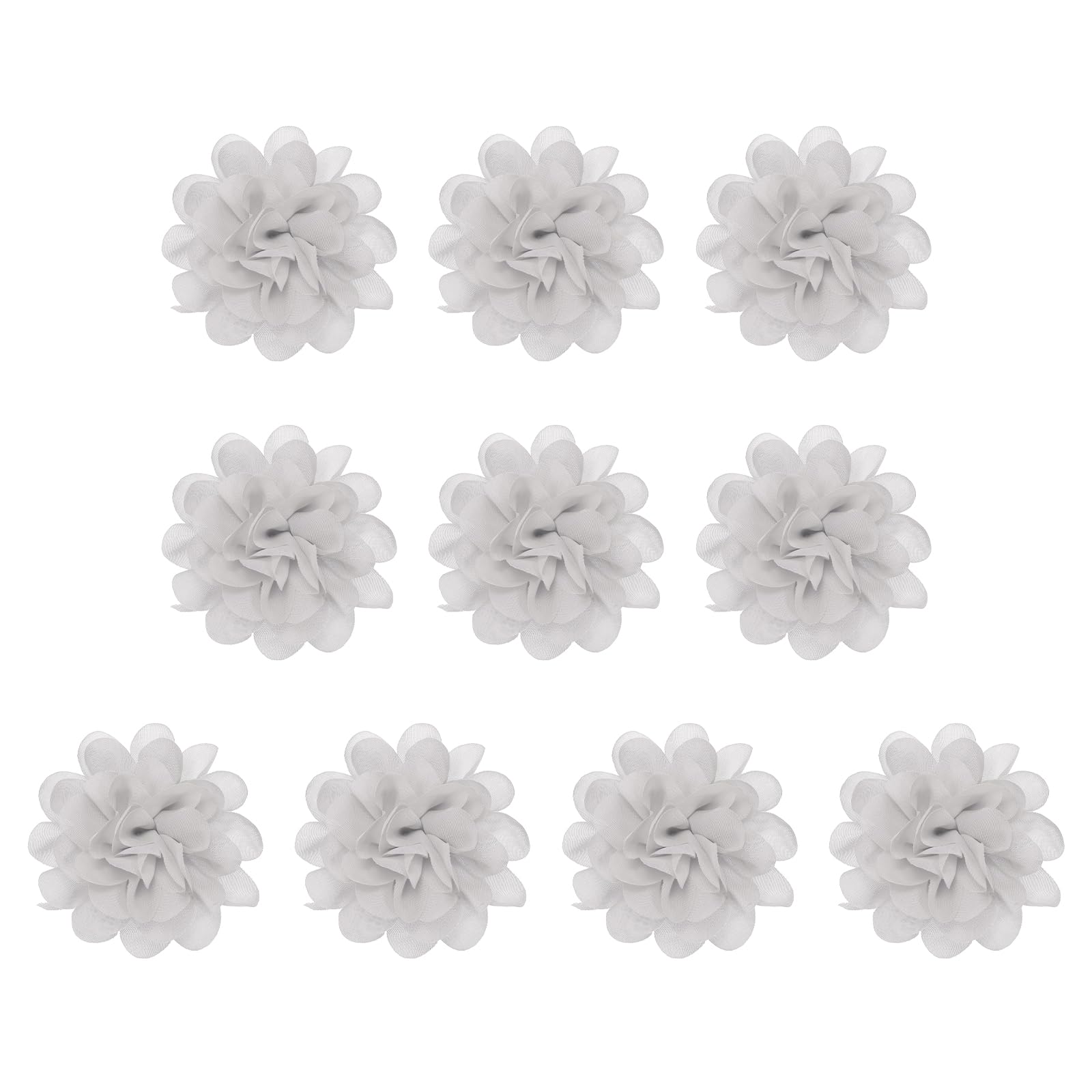 PATIKIL 3.9" Chiffon Flowers, 10 Pcs Mesh Fabric Flowers Sewing Fabric Appliques Headband Embellishments for DIY Craft Wedding Decor, Gray
