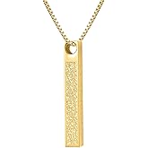 Qitian Islamic Jewelry Gifts for Women Muslim Pendant Gold Allah Arabic 3D Bar Necklaces Ayatul Kursi Necklace Islam Eid Ramadan Gifts for Women Men