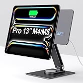 GEWOKLIY Magnetic iPad Pro M4/M5 13-inch Stand with Wireless Charging 18W, 360° Rotating Aluminum Tablet Holder for iPad Pro M4/M5 13-inch, Adjustable Desk Mount Series (M4/M5-13inch)