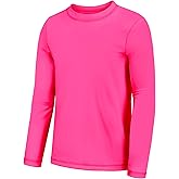 Girls Swim Shirt Long Sleeve Rash Guard Boys UV Protection Quick Dry Fit Surfing Fishing Swimming Shirts Activewear for Kids Rosered 7-8Y