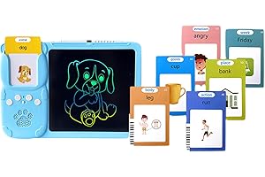 tisueteyi Educational Toys Set Words Flashcards with Talking Tablet ABS Talking Flash Cards Early Educational Toys , blue-224