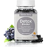Detox Binder Gummies 1500mg, All-in-One Binder Detox Supplement for Adults & Kids, Max Absorption, Liver Gut Digestive Detox Cleanse,Non-GMO, Gluten-Free, Vegan, Sugar Free, Grape, 60
