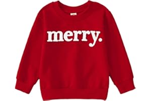 GLIGLITTR Toddler Boy Girl Merry Christmas Embroidered Sweatshirt Merry Crewneck Pullover Xmas Long Sleeve Shirt Gifts