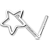 OUFER 925 Sterling Silver Nose Rings, Nose Studs For Women, Cute Nose Nostril Piercing Jewelry, L-Shaped 20G Silver Nose Rings Studs