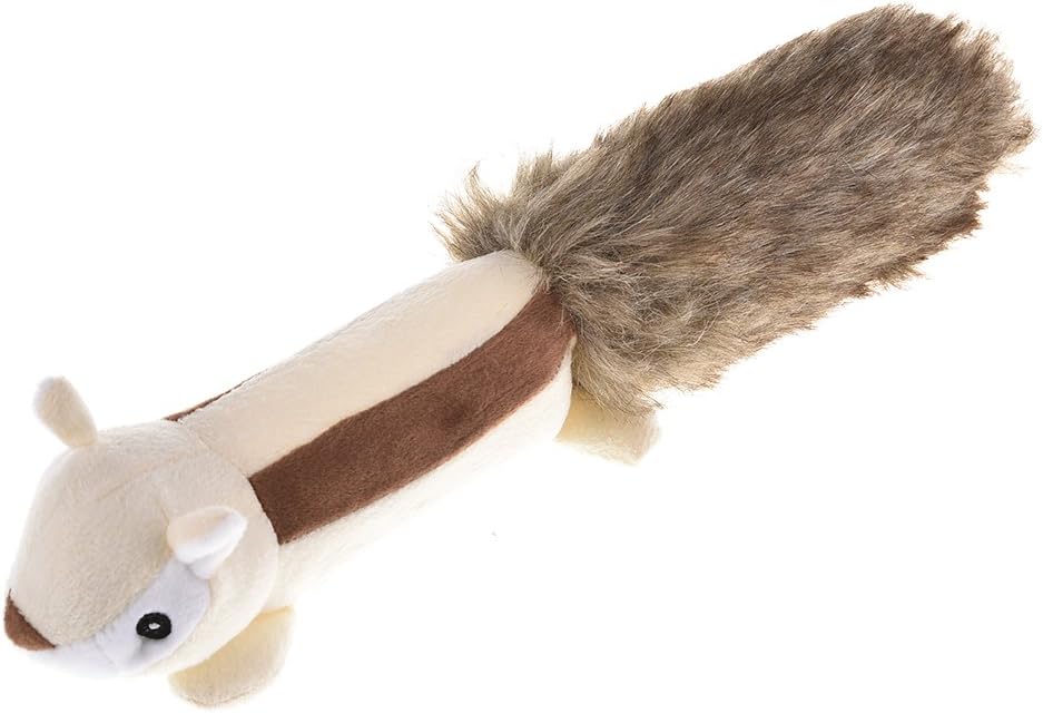 Yunt Pet Plush Chew Toy Durable Squeak Dog Toy Squirrel Squeaky Sound