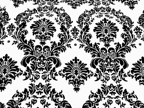 1 X DAMASK FLOCKED TAFFETA FABRIC 58"/60" WIDE BY THE YARD WHITE/BLACK