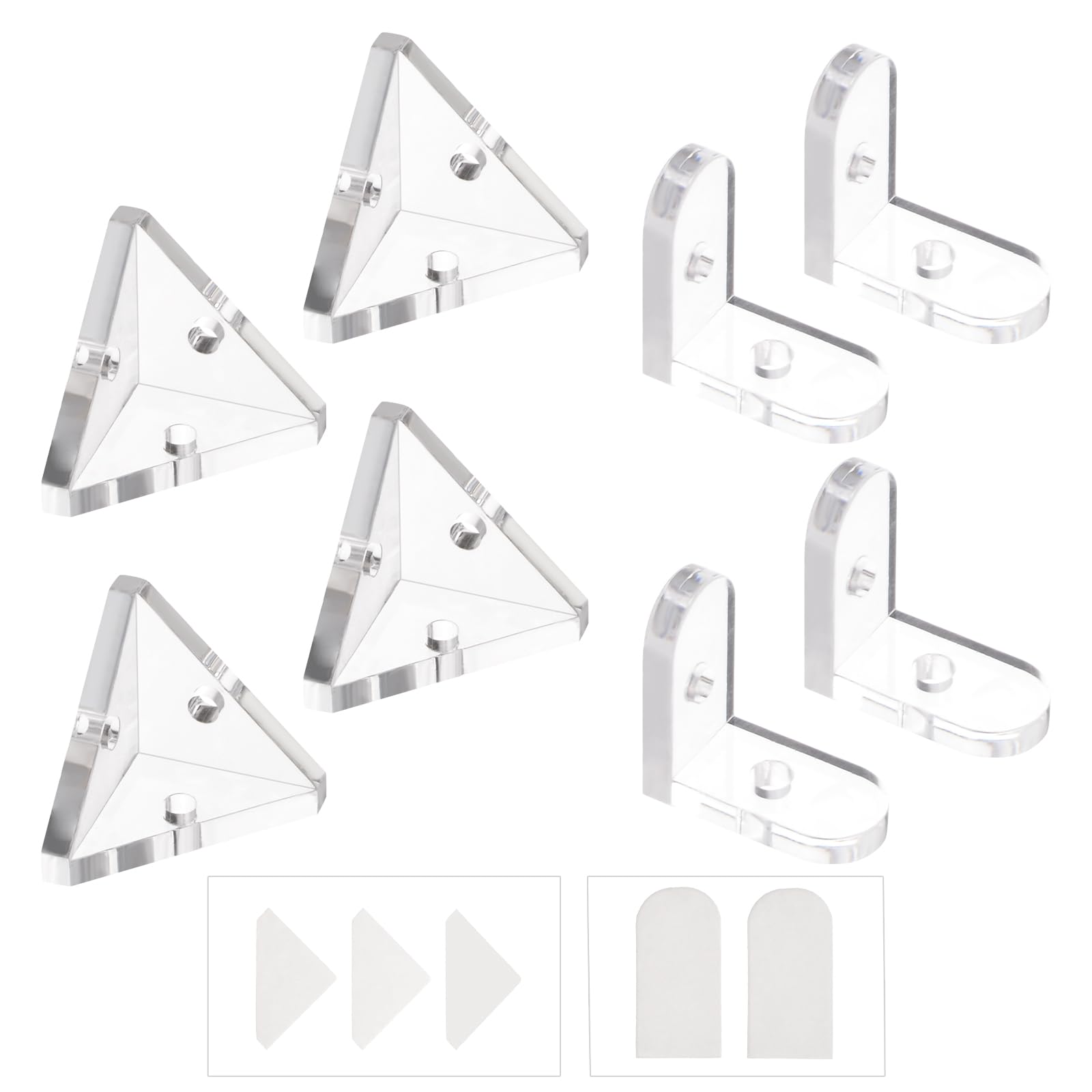 MOROBOR Clear Acrylic Corner Bracket 3 Holes Right Angle Corner Bracket & 90 Degree L Shape Corner Bracket with Stickers for Display Box — image 1