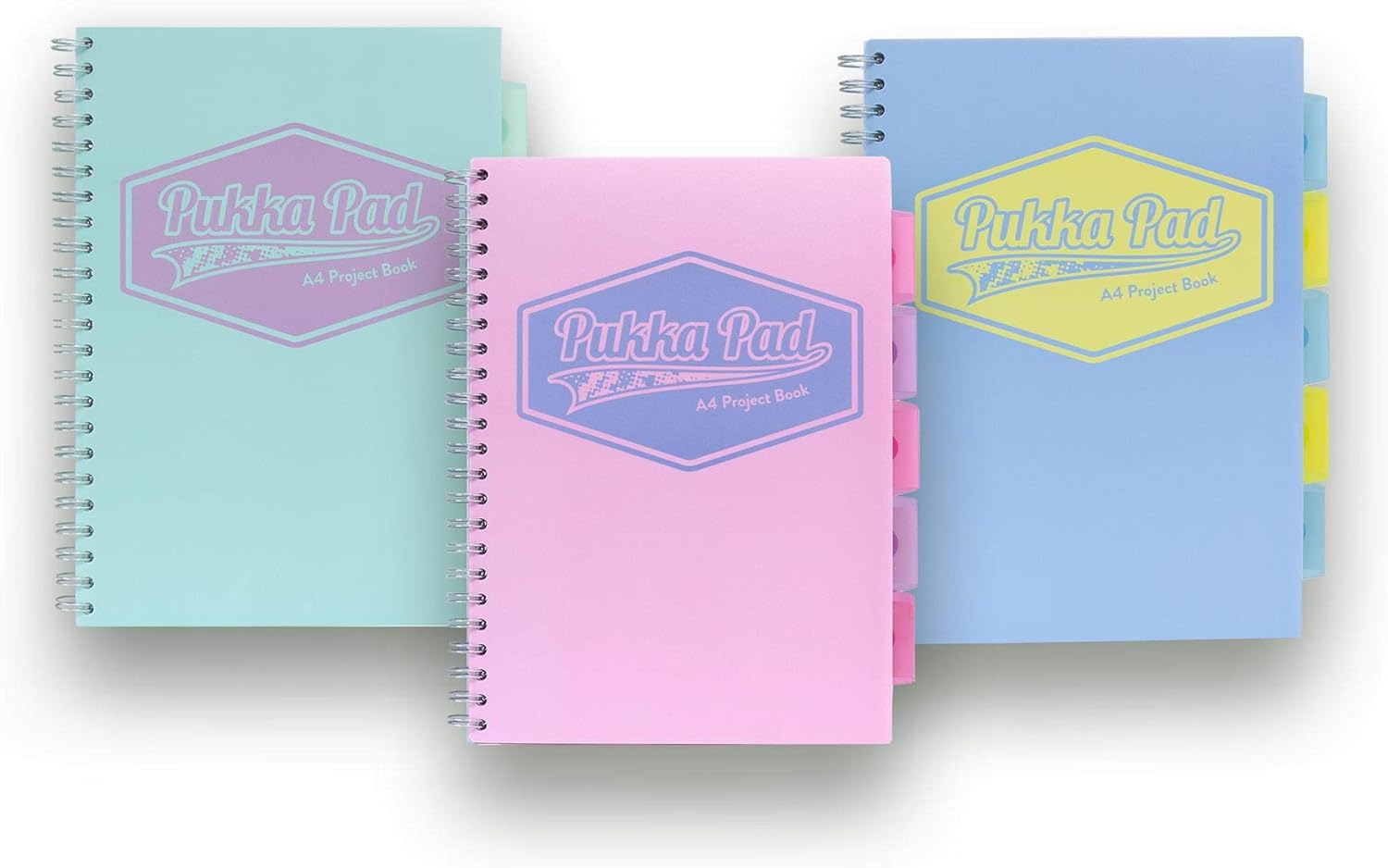 Pukka Pad Pastel A4 Project Book, Pack of 3, Assorted Colours