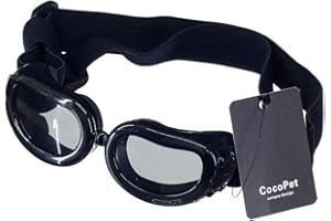 [New Version] CocoPet Cool Dog Goggles Pet Sunglasses Eye Wear UV Protection Waterproof Sunglasses for Puppy Dogs Small Medium XS Black
