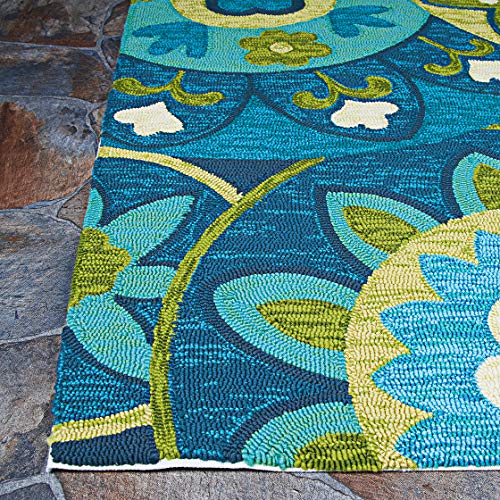 Couristan Covington Outdoor Rug Rip Tide 7'10" Round in Ocean Blue