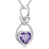 POPLYKE Infinity Necklaces 925 Sterling Silver Heart Necklace Birthstone Pendant Jewelry for Women
