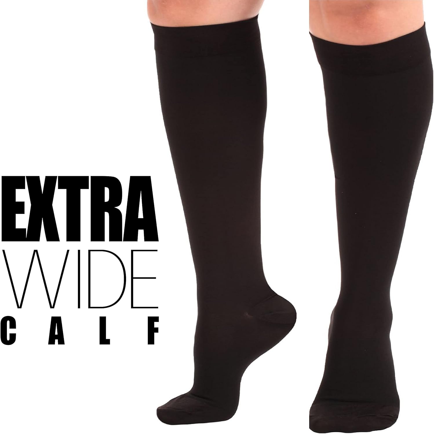 Absolute Support - Made in USA - Opaque Circulating Compression Socks 30-40mmHg for Women & Men - Knee High Support Stockings with Closed Toe for Nursing Travel Flight Work- Black, Medium: Health & Personal Care
