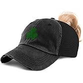 Ponytail Cap Women's Baseball Cap Embroidered Shamrock Irish Ireland St Patrick's Cotton