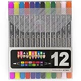 Stationary Cupboard Dual tip Marker Pens, Set of 12 No Duplicates, Brush Pens With Fine And Brush Tip Non Toxic Water Based For Sketching, Painting And Coloring