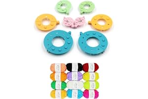 Umootek Knitting Crafts DIY Pompom Maker Kit 4 Sizes of Fluff Ball Weaver Wool Decoration Pom-pom Knitting Tool Set (with 12 Rolls of Yarn)