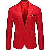 Men's Casual Suit Jacket Slim Fit One Button Notched Lapel Business Daily Lightweight Blazer Jacket