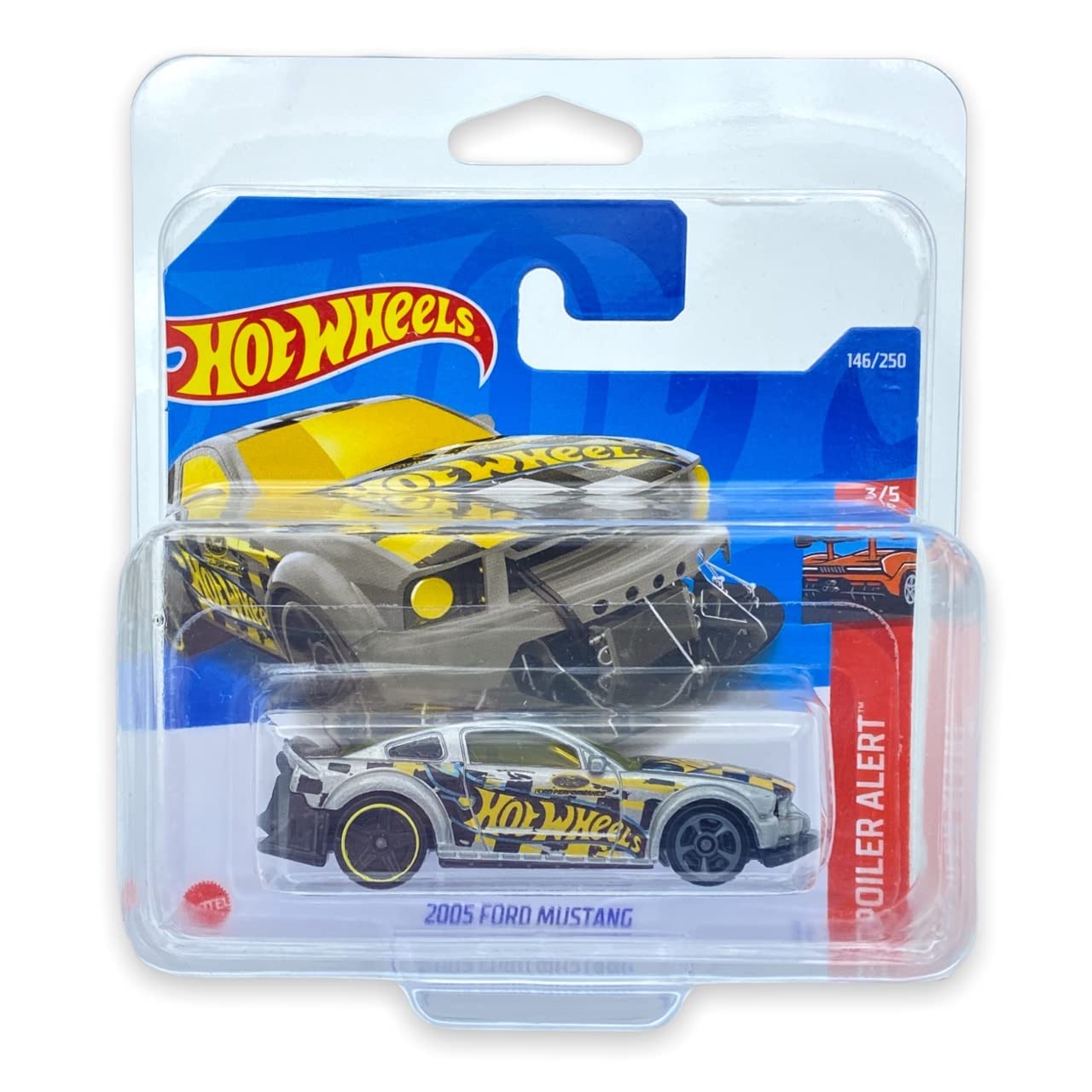 Hot Wheels 2005 Ford Mustang (Silver) 3/5 Spoiler Alert 2022 - 146/250 (Short Card) *** COMES IN A KLAS CAR KEEPER PROTECTIVE COLLECTORS CASE *** HCV12