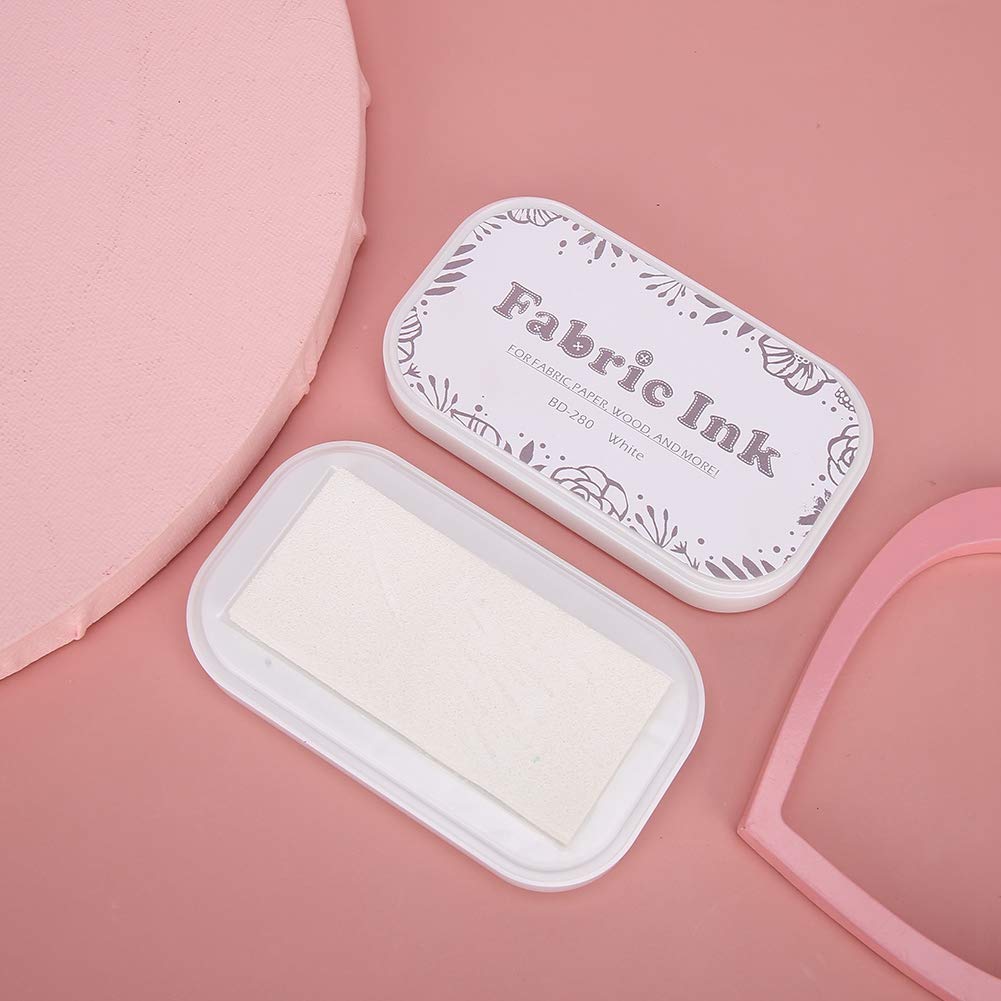 Ink Pads for Stamping, Fabric Ink Pads for Stamping Clothing Permanent, Restore Style Sponge Colored Ink Pad DIY Accessories for Rubber Stamp Paper Cloth (BD-280 Porcelain White)