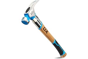 OX Tools Pro 22oz Curved Hickory Handle Hammer with TPR Grip and Steel Shaft Hickory Framer - Magnetic Nail Starter Curved Axe Handle Milled Face Straight Claw Hammer OX-P088422