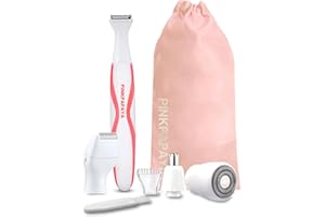 PINKPAPAYA Electric Razors for Women,foil Shaver,Bikini Trimmer,Leg Shaver,4IN1 Lady Electric Shaver for Pubic Hair,Legs,Face,Nose Trimmer,Facial Hair Removal/Remover,Wet/Dry Shaver,orange/vx4r