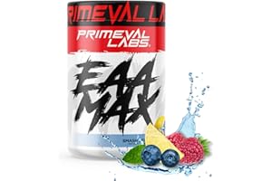 Primeval Labs EAA Max, BCAA Perfect Amino Acid Powder - Pre or Post Workout Muscle Recovery - BCAAs, EAAs, Electrolytes, Supports Hydration & Performance, Keto Friendly (Smashberry)