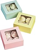 Wilton 4 Cavity Pastel Cupcake Boxes, 3 Count