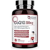 NATURE TARGET CoQ10-200mg-Softgels + PQQ with Organic-Olive-Oil - High Absorption-Coenzyme-Q10 - Antioxidant-for-Heart-Health and Immune Support, Energy Production, 120 Servings
