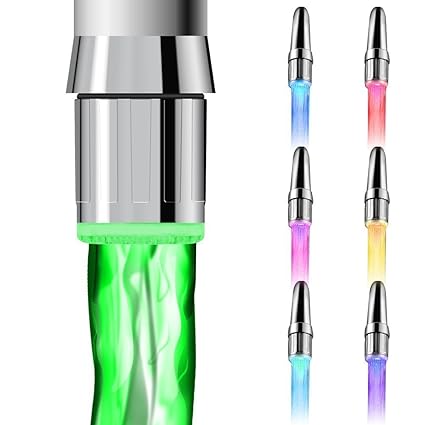 365-Shopping 2er Set LED Licht Wasserhahn Armatur Wasserhahn-Aufsatz mit automatischem Farbwechsler durch Wasserkraft - 7 LED