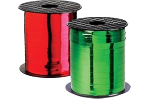 OLYPHAN Curly Ribbon Christmas Ribbons Curling Ribbon Holiday Clearance Thin Metallic Red & Green Set Crimped Iridescent for Gift Wrap, Holiday Party Decoration, Gift Wrapping Presents Holidays Discount Sale