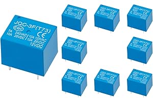 Weasch 10Pcs PCB Power Relay JQC-3F(T73), DC 12V Coil, 7A 240VAC, SPDT, 5 Pins (10)